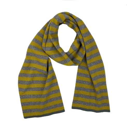 yellow and grey wide stripe scarf